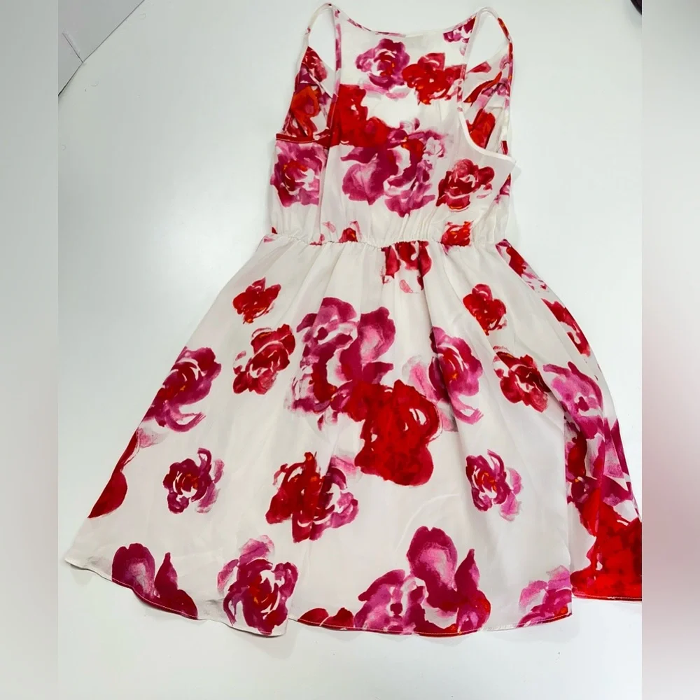 Amanda Uprichard Silk Floral Chelsea Dress Size Small White Pink Red